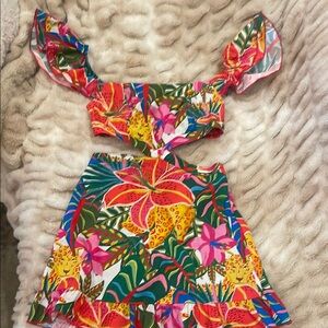 Tropical Floral cut out dress